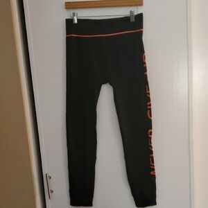 Women's Black Leggings with Orange Accents